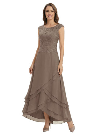 Elegant Sleeveless Jewel A-Line Lace Chiffon Mother Of The Bride Dress