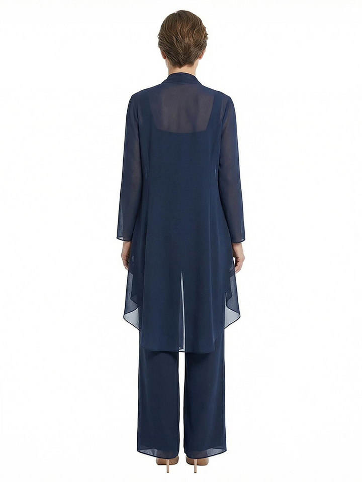 ChicSew Chiffon Mother Of The Bride Pant Suits With Long Jacket Three Piece Classy Outfits