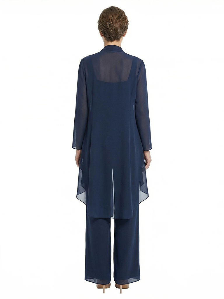 ChicSew Chiffon Mother Of The Bride Pant Suits With Long Jacket Three Piece Classy Outfits