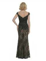 Chicsew V-Neck Cap Sleeve Lace Sheath Floor Length Fancy Mother of the Bride Dresses