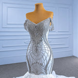 ChicSew Sparkly Lace Applique Off Shoulder Ball Gown Wedding Dress With Rhinestone