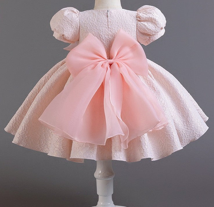 Cute Bow Organza Flower Girls Dress for Wedding Kids Tutu Dress