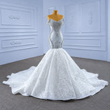 ChicSew Sparkly Lace Applique Off Shoulder Ball Gown Wedding Dress With Rhinestone