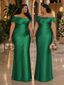 ChicSew Unique Off Shoulder Soft Satin Mermaid Floor-Length Bridesmaid Dresses