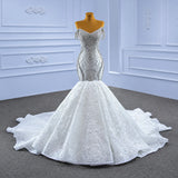 ChicSew Sparkly Lace Applique Off Shoulder Ball Gown Wedding Dress With Rhinestone