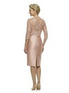 Elegant Lace 3/4 Sleeves Ruched Knee-Length Satin Mother Of The Bride Dresses