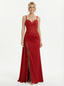 Sophisticated Red Carpet Lace Prom Gown Embellished V-Neck Satin Slit Formal Dress