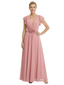 Elegant V-Neck Flutter Sleeves A-Line Chiffon Mother Of The Bride Dress With Floral Details