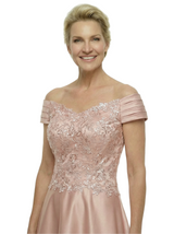 Elegant Off Shoulder Sleeveless A-Line Floor-Length Satin Mother Of The Bride Dress