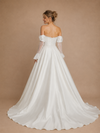 ChicSew Fancy Elegant Strapless 3/4 Sleeves A-Line Satin Maxi Wedding Dress