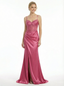 Elegant Corset Bodice Satin Gown Sexy Sheath Evening Dress with Ruched Slit Skirt