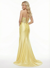 Stunning Lace Applique Formal Gown Glamorous Spaghetti Strap Prom Dress with Side Slit