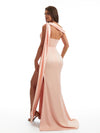 Sexy Asymmetric Neckline Mermaid Side Slit Soft Satin Unique Maxi Bridesmaid Dresses Online