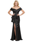 Elegant Off Shoulder Mermaid Soft Satin Side Slit Long Mother of the Brides Dresses