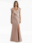 Elegant Mermaid Stretchy Crepe Maxi Evening Gowns For Women V-Neck Side Slit