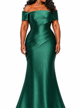 ChicSew Elegant Off Shoulder Mermaid Soft Satin Maxi Bridesmaid Dresses