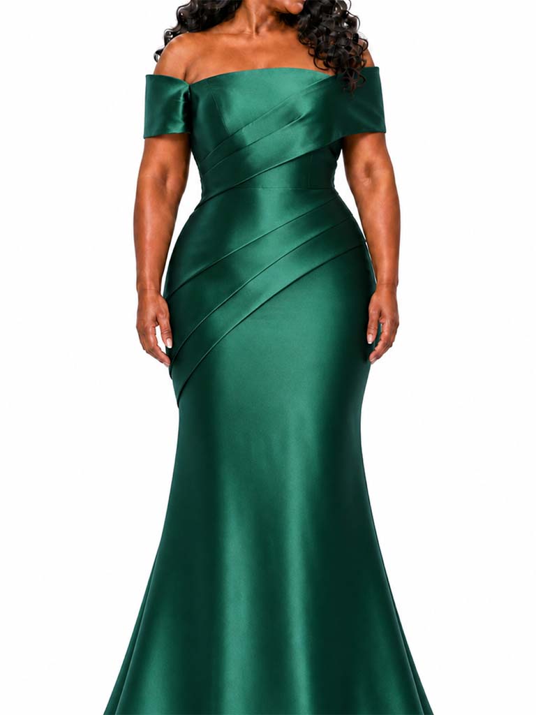 ChicSew Elegant Off Shoulder Mermaid Soft Satin Maxi Bridesmaid Dresses