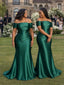 ChicSew Elegant Off Shoulder Mermaid Soft Satin Maxi Bridesmaid Dresses