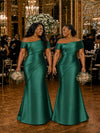 ChicSew Elegant Off Shoulder Mermaid Soft Satin Maxi Bridesmaid Dresses