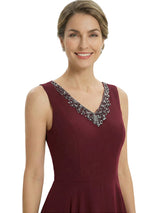 Elegant High-Low Flutter Sleeves V-Neck Beaded Mother of The Bride Gown and Jacket