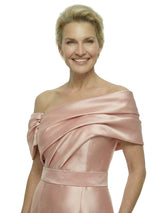 Exquisite Off Shoulder Ankle-Length Mermaid Satin Ruched Mother Of The Bride Gown