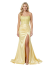 Modern Strapless Satin Prom Dress Side Slit Column Corset Floor Length Evening Gown