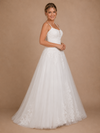 ChicSew Fancy Sleeveless Spaghetti Straps Lace Tulle Long A-Line Wedding Dress