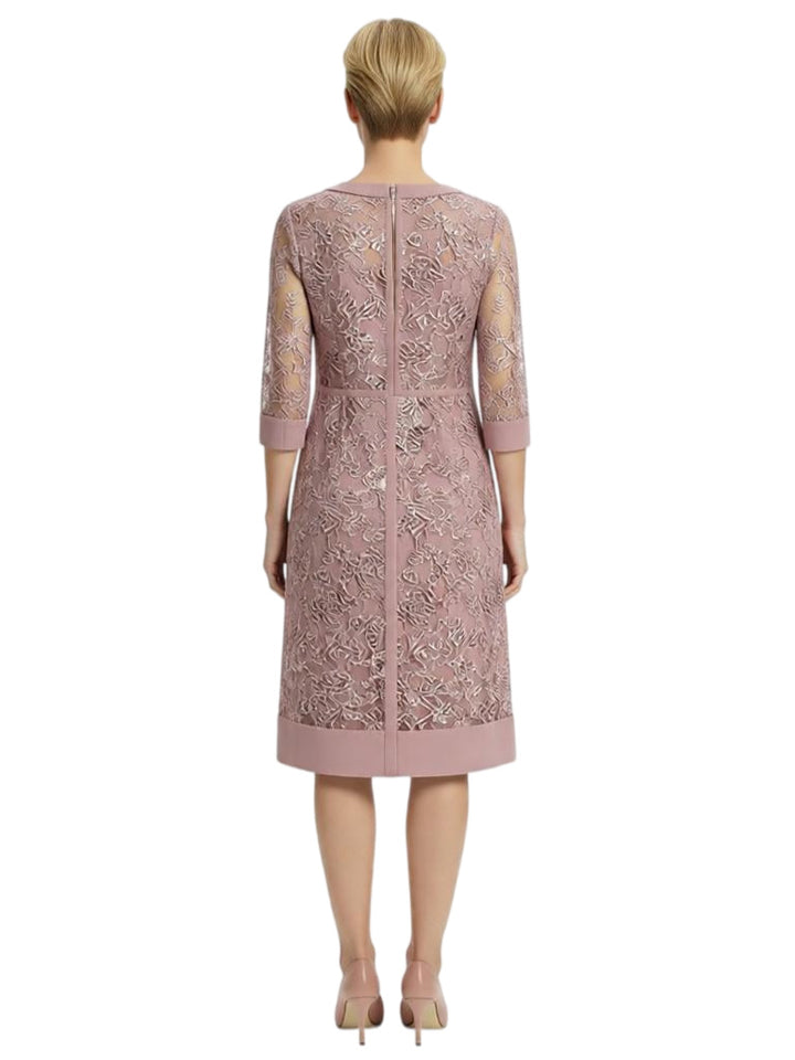Elegant 3/4 Sleeves Knee-Length Chiffon Mother Of The Bride Dresses With Lace Jacket