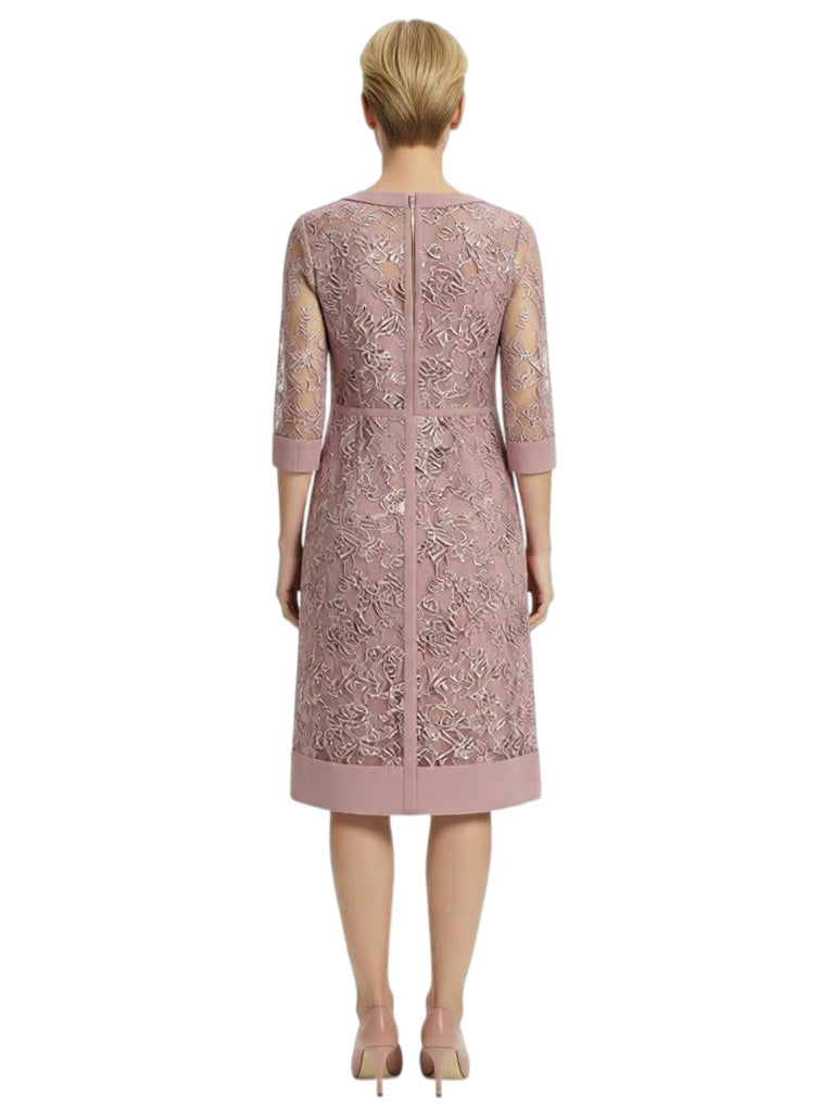 Elegant 3/4 Sleeves Knee-Length Chiffon Mother Of The Bride Dresses With Lace Jacket