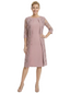 Elegant 3/4 Sleeves Knee-Length Chiffon Mother Of The Bride Dresses With Lace Jacket