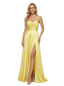 Dreamy Sweetheart Satin Prom Dress With Sexy Side Slit Floor Length Gown