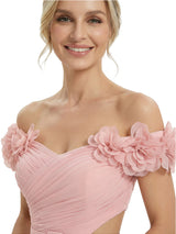 Sexy Floral Off Shoulder Sleeveless Side Slit A-Line Chiffon Mother Of The Bride Dresses