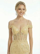 Elegant Cold Shoulder Mermaid Prom Gown Classy Tiered Ruffle Lace Long Formal Dress