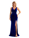 V-Neck Winter Velvet Long Bridesmaid Dresses - ChicSew