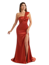 Modern One Shoulder Unique Sexy Mermaid Bridesmaid Dresses With Slit Online