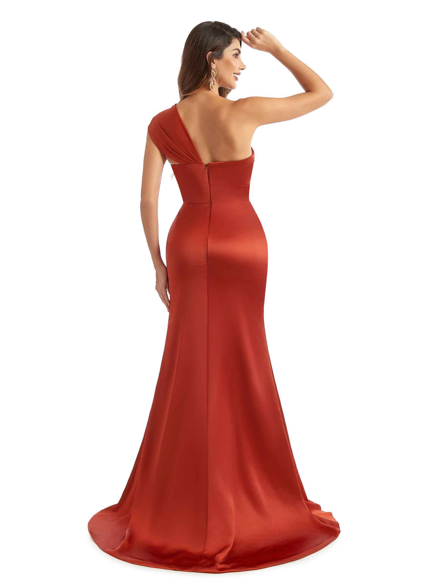 Modern One Shoulder Unique Sexy Mermaid Bridesmaid Dresses With Slit Online