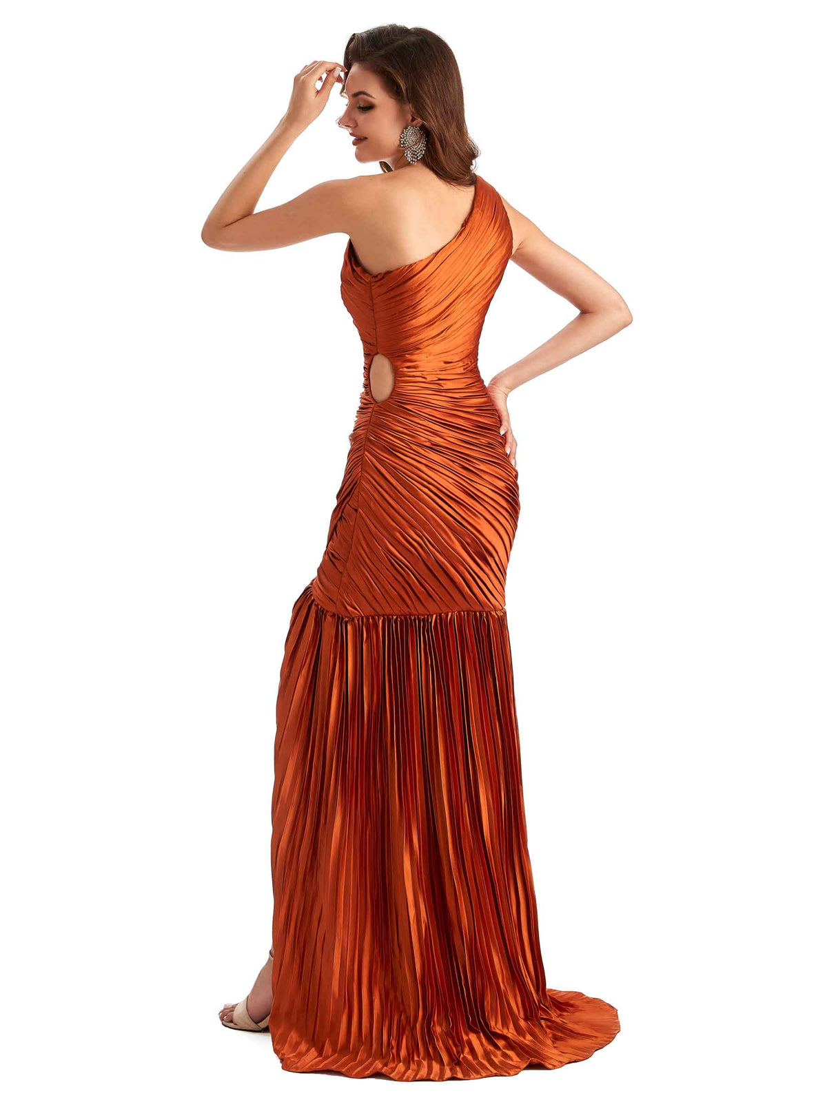 Sexy Side Slit Mermaid Soft Satin One Shoulder Long Ladies Bridesmaid Dresses Online