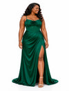 ChicSew Spaghetti Straps Boning Ruched Side Slit Mermaid Soft Satin Maxi Long Bridesmaid Dresses
