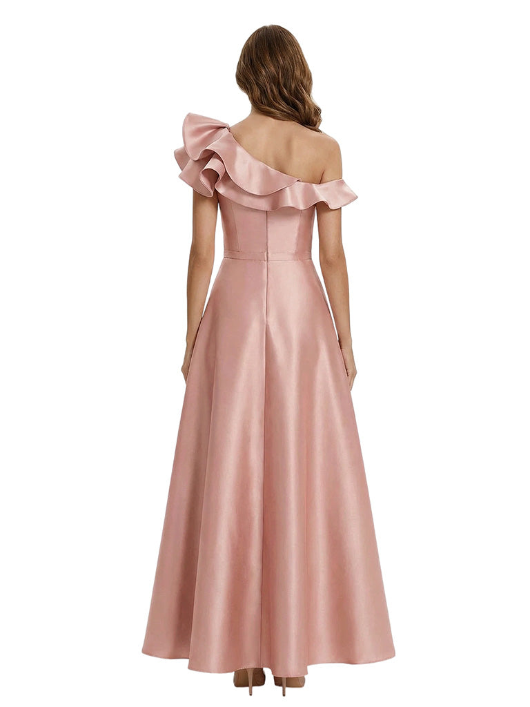 Beautiful One Shoulder Satin Ruffles A-line Mother Of The Bride Dresses
