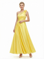 Fancy One Shoulder Satin Lace Applique Prom Gown Pretty Sleeveless A-Line