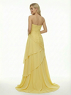 Modern Strapless Ruched Chiffon Gown Beautiful Layered Skirt A-Line Long Prom Dress