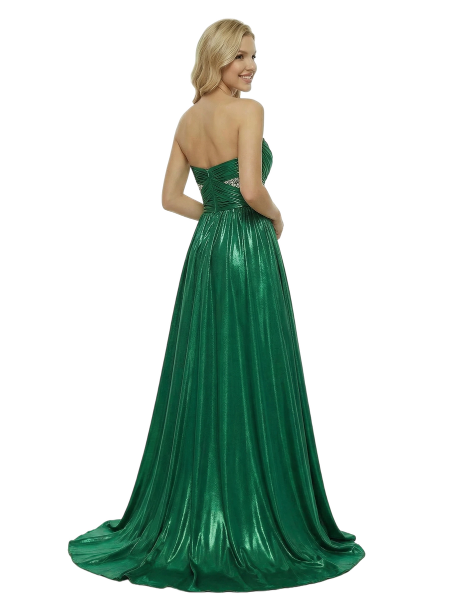 ChicSew Sparkly Ruched Sweetheart Metallic A-Line Maxi Long Evening Prom Dresses