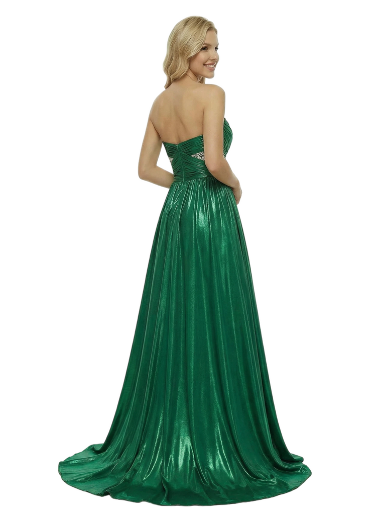 ChicSew Sparkly Ruched Sweetheart Metallic A-Line Maxi Long Evening Prom Dresses