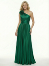 Classy One Shoulder Prom Gown Beautiful Pleated Satin A-Line Formal Gown
