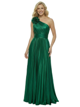 ChicSew Classy One Shoulder Prom Gown Beautiful Pleated Metallic Fabric A-Line Formal Gown