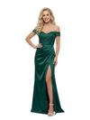 ChicSew Modern Off The Shoulder Side Slit Satin Mermaid Evening Prom Dress With Applique