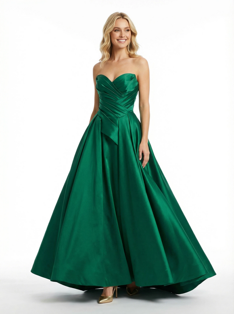 Elegent Floor-length Sleeveless Sweetheart Satin Party Prom Dresses