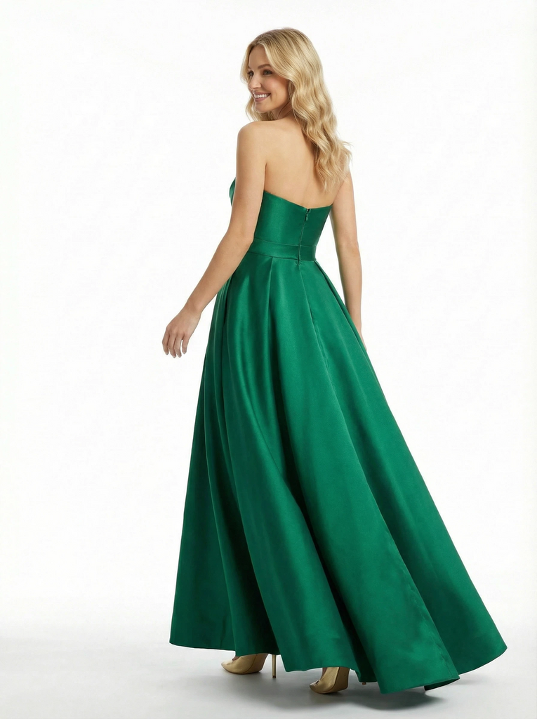 Elegent Floor-length Sleeveless Sweetheart Satin Party Prom Dresses