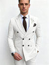 Classic 2 Piece White Men's Suit with Regular Fit and Sophisticated Peak Lapel