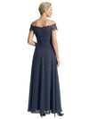 Pretty Off The Shoulder Lace Applique Mother of The Bride A-Line Gown